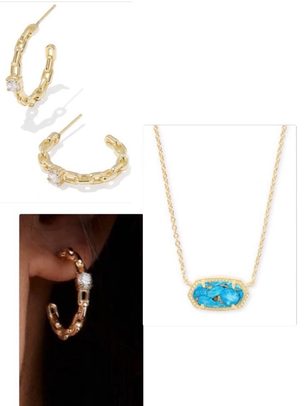 Lot of 2 NEW [Kendra Scott] Lexi Hoop Earrings/Elisa Turquoise Magnesite Pendant - Picture 14 of 14